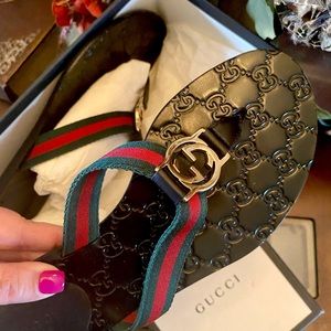 GUCCI GG Thong Web Sandals